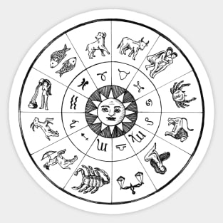 Zodiac Wheel with Sun Sticker